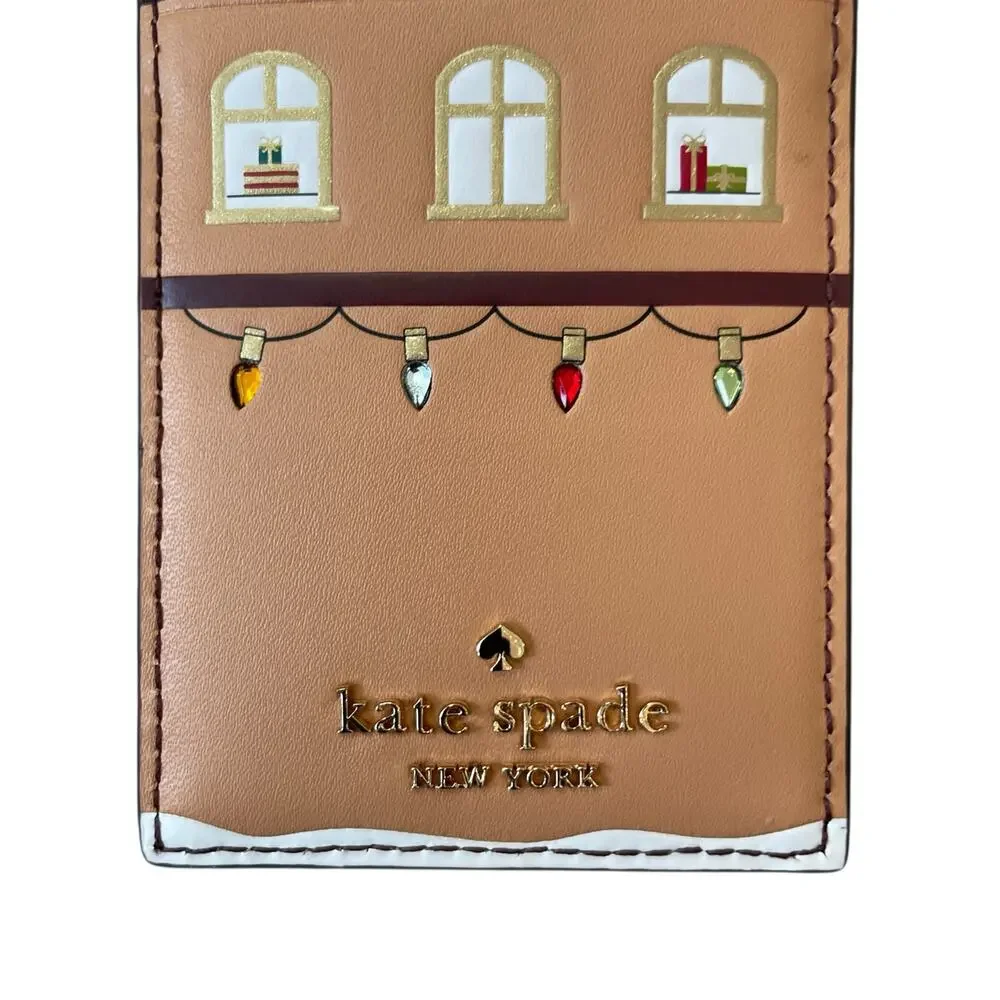 Kate Spade New York Oh What Fun Gingerbread House Small Slim Cardholder NEW